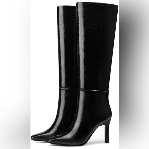 Elegant Black Knee-High Women's Boots Wide Calf - Picture 4 of 9